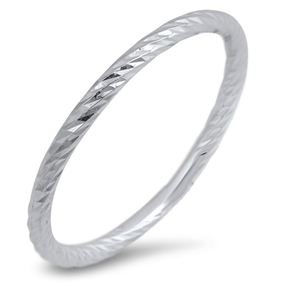 Thin Diamond-Cut Stackable Wedding Ring .925 Sterling Silver Band Jewelry Female Male Unisex Size 7