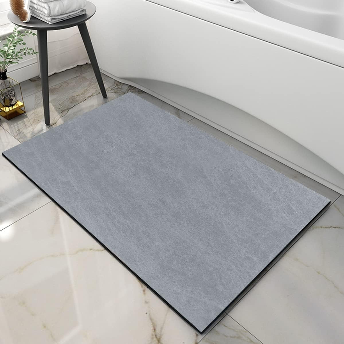 Thin Diatomaceous Earth Bath Mat,Non Slip Quick Dry Bath Mats for Bathroom,Super Absorbent Stone Bath Mat-Washable Shower Mat Bathroom Floor Mat (Light Grey,20"x32")