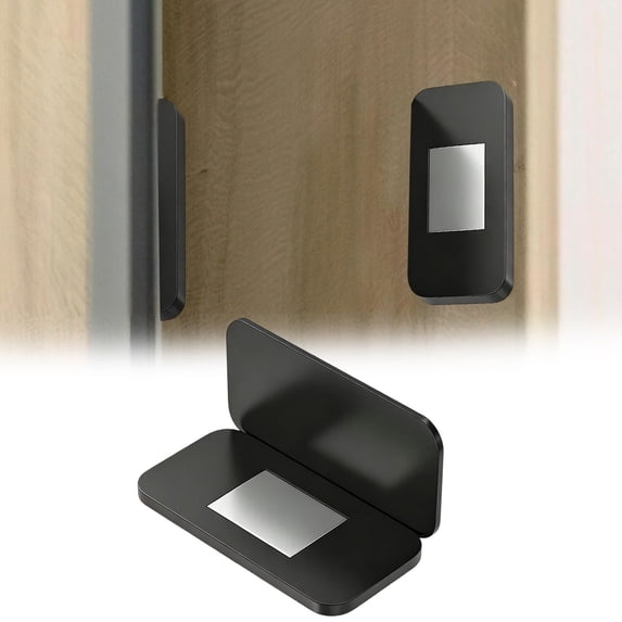 Thin No Drill Magnetic Cabinet Door Catch, 2 Pairs Adhesive Stainless Steel Drawer Door Cabinet Magnets to Stay Closed, Cabinets Latches for Kitchen, Bathroom, Closet, RV Doors Closure