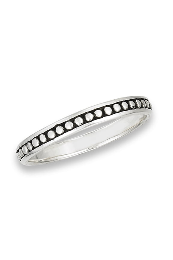 Thin Eternity Beaded Bali Round Dot Ring 925 Sterling Silver Band Jewelry Female Male Unisex Size 8