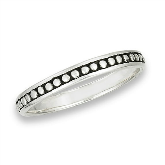 Thin Eternity Beaded Bali Round Dot Ring 925 Sterling Silver Band Jewelry Female Male Unisex Size 8