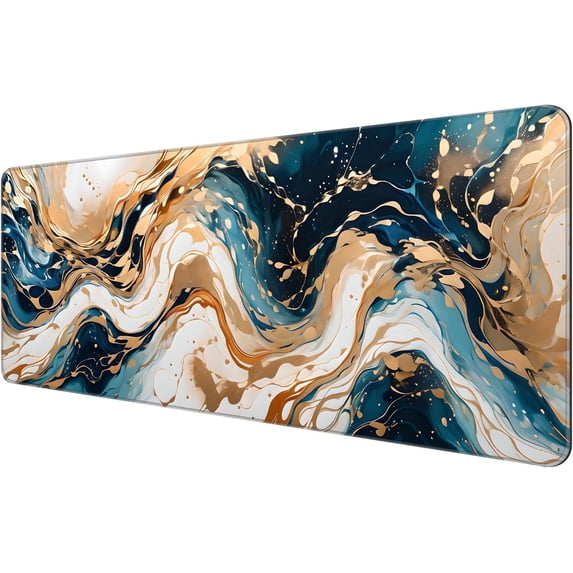 Thin Extended Gaming Mouse Pad (31.5 * 11.8 * 0.08 inch) with Stitched Edges Large, Long XXL Keyboard and Mouse pad Desk Mat for Gaming Office & Home - Art 1