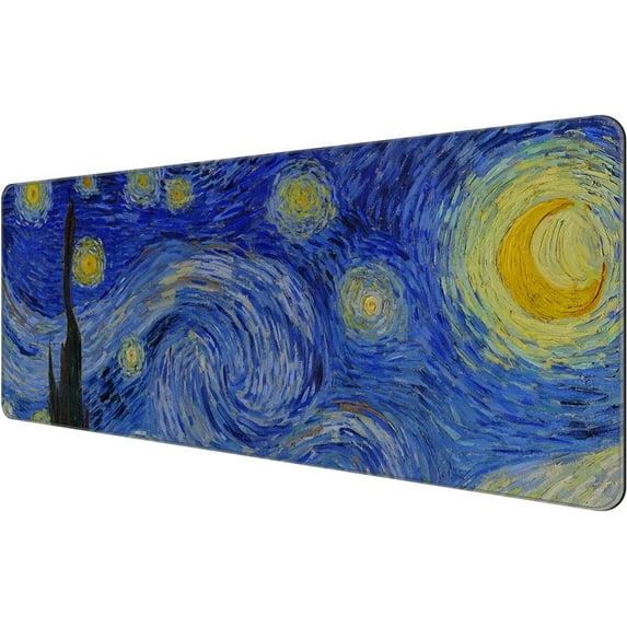 Thin Extended Gaming Mouse Pad (31.5*11.8*0.08 inch) with Stitched Edges Large Mousepad Long XXL Keyboard and Mouse pad Desk Mat for Gaming Office & Home - The Starry Night