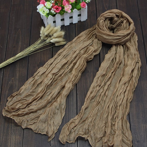 Thin Fall Scarf for Women, Long Neck Scarf Shawl Wrap, Lightweight Large Fashion Foulard for Travel, Dress, Headband, Cold Weather, Soft Daily Wear Accessory Brown