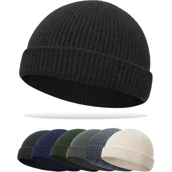 Thin Fisherman Beanie Hat for Men Women Fall Winter -Wool Knit Cuff Short Fashion Watch Cap,Trawler Slouchy Skull Cap