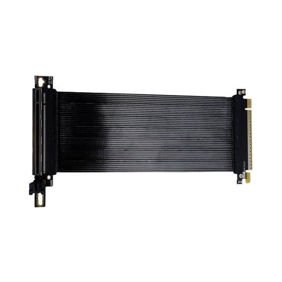 Thin Flat PCIe 5.0 X16 Silver Plateds Cable 90 Degree Right Angled Design Vertical GPU Mounting Two Grounding Structure