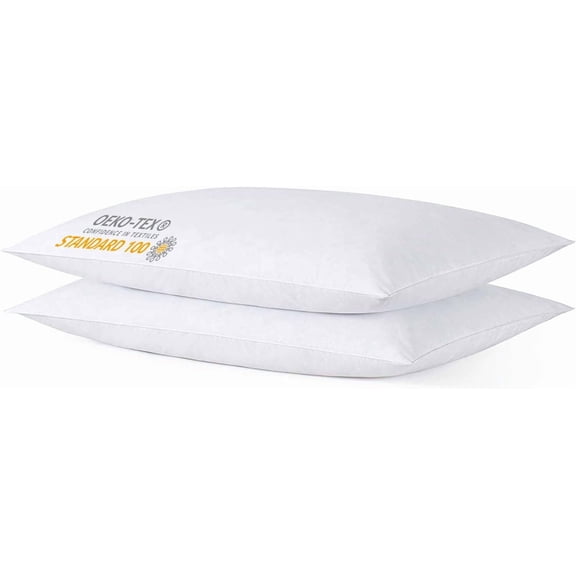 Thin Flat Slim Ultra Soft Bed Pillows Standard Size Set of 2 Pack for Sleeping, Bed Pillow for Stomach Back and Side Sleepers, Machine Washable 20x26 inches
