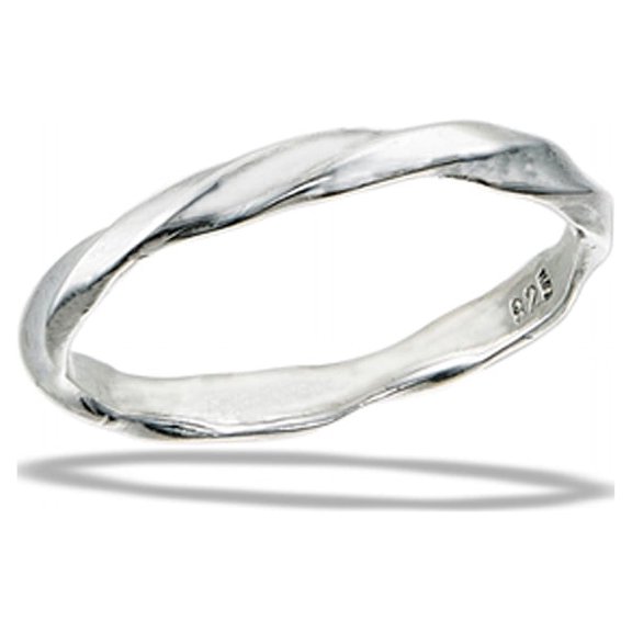Thin Flat Twist Stacking Minimalist Ring .925 Sterling Silver Band Jewelry Female Male Unisex Size 6