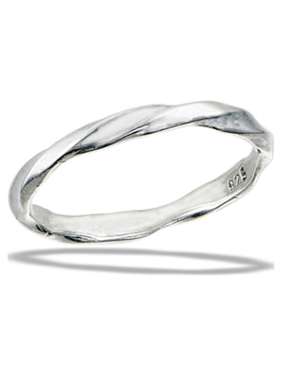 Thin Flat Twist Stacking Minimalist Ring .925 Sterling Silver Band Jewelry Female Male Unisex Size 6