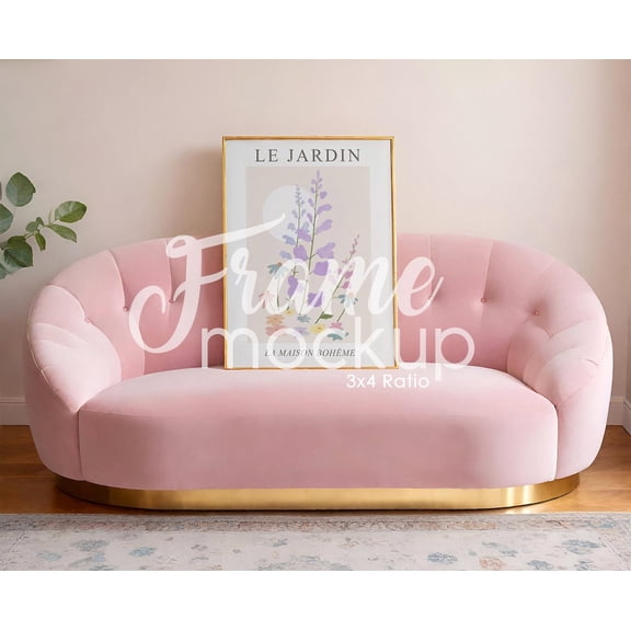 Thin Frame Mockup, Vertical Art Print Mockup, Art Frame Template For Wall Art And Prints Display In Vintage Minimalist Interior, Psd Mockup Home Decor #691, Unframed Poster Size 16x24