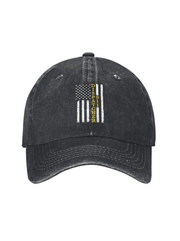 Thin Gold Line Flag 911 Dispatcher Unisex Adult Washed Denim Cotton Sport Outdoor Baseball Cap Adjustable Cowboy Baseball Hat