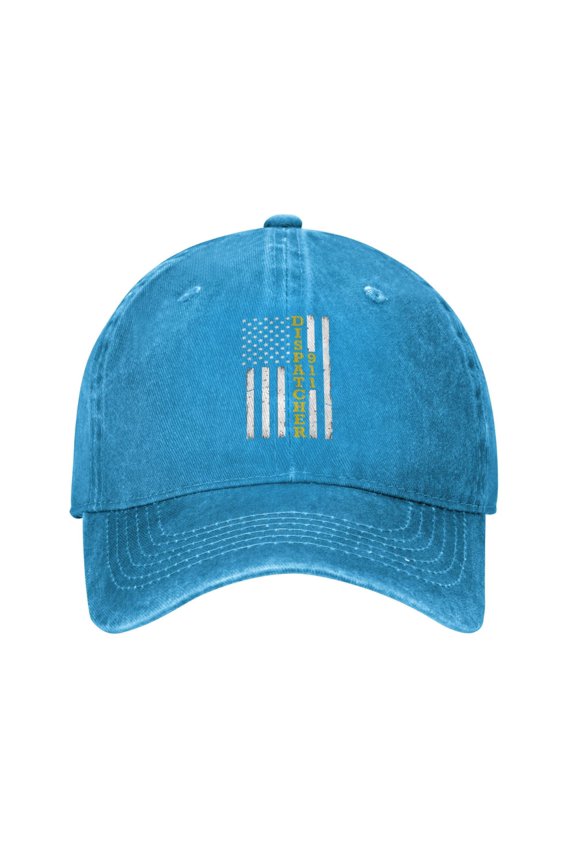Thin Gold Line Flag 911 Dispatcher Unisex Adult Washed Denim Cotton Sport Outdoor Baseball Cap Adjustable Cowboy Baseball Hat