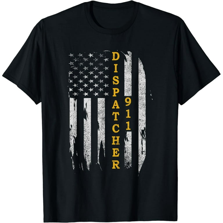 American Flag 911 Dispatcher T-Shirt Gold Line Usa Flag American Flag 911 Dispatcher T-Shirt Gold Line Usa Flag