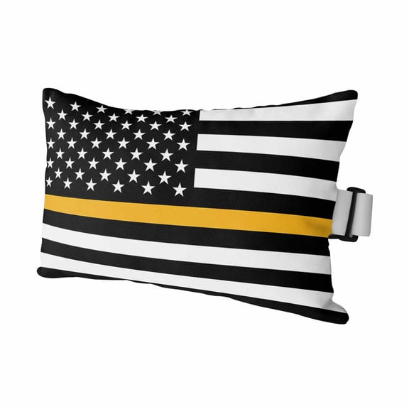 Thin Gold Outdoor Chaise Lounge Pillows Line Dispatchers Dispatch Communications Officer American Flag Lumbar Pillows with Insert Elastic Strap Headrest Pillow for Recliner 1 Pack 11x16 Inch