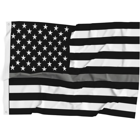 Thin Gray Line United States Flag Polyester Fiber 3x5 Feet Flag, Bright Colors And Anti-ultraviolet Fade Flag Indoor Outdoor Banner