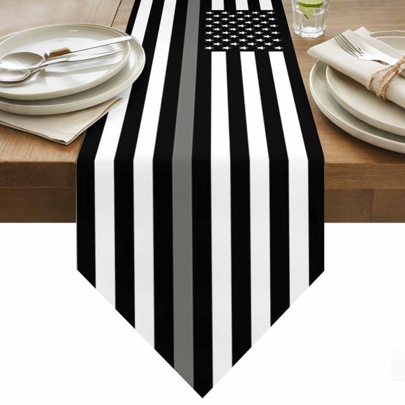 Thin Gray Table Runner 60 Inches Long Line Law Enforcement Correctional Corrections Guards Officers Table Runners for Dining Room Tabletop Dresser Scarf Home Party Banquet Wedding Holiday Decoration