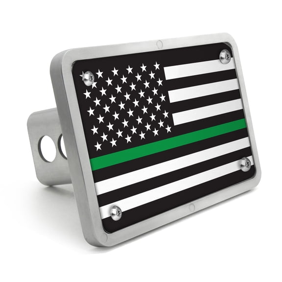 Thin Green Line American Flag Border-Patrol-Agent 2 inch Billet Aluminum Hitch Cover