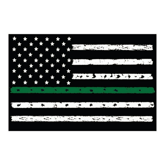 Thin Green Line Flag Bumper Magnet by DCM Solutions (4" W x 2.5" H)