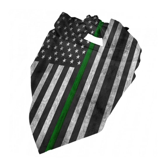 Thin Green Line Flag Dog Bandana Adjustable Dog Bib Scarf Handkerchief For Large Medium Small Dogs Cats Pets