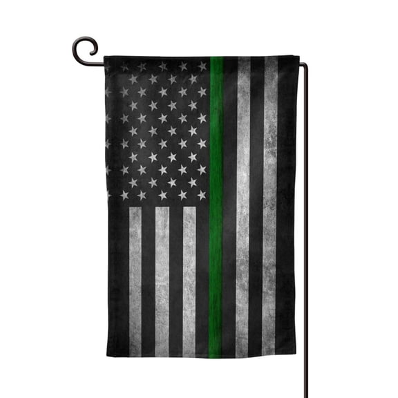 Thin Green Line Flag Garden Flag Double Sided Small Flag Yard Home Decorative Flags Banner 12.5 x 18 Inch Square