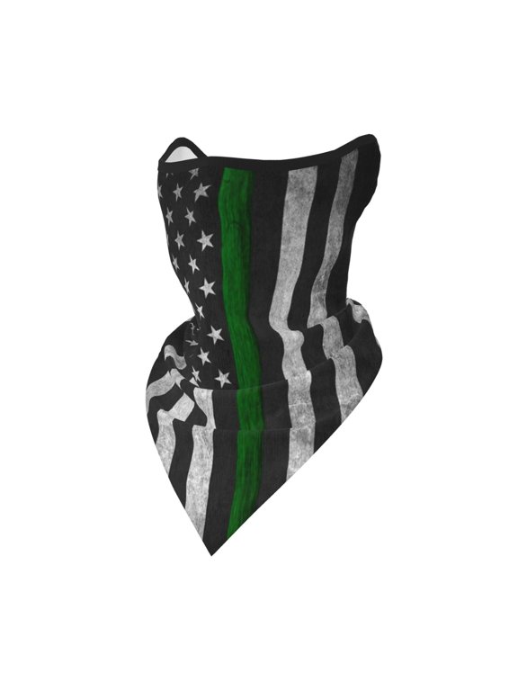 Thin Green Line Flag Neck Gaiter Balaclava Face Scarf Mask Quick-Dry Half Masks For Women Men Sun Protection Breathable Dustproof