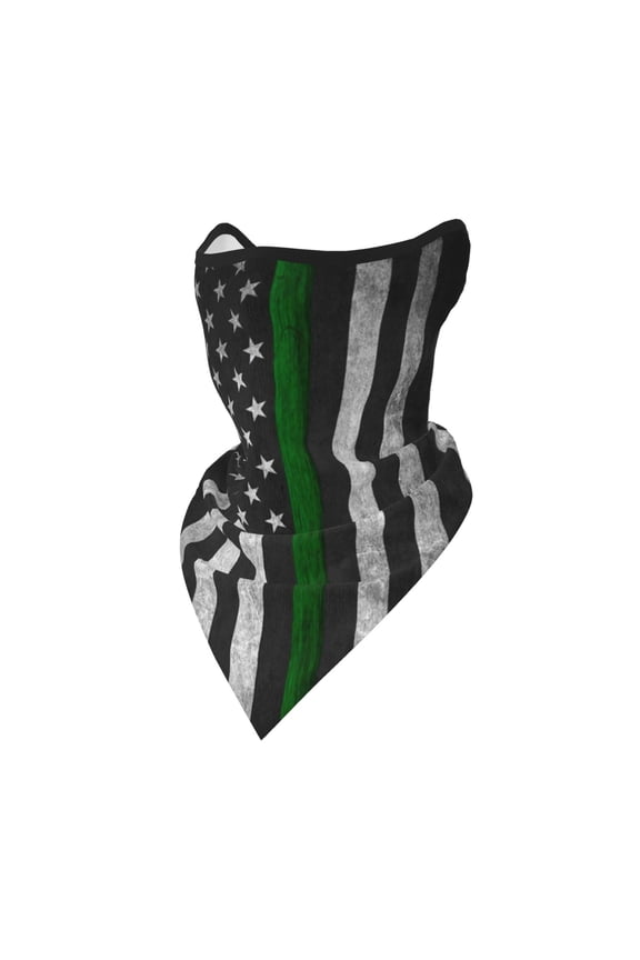 Thin Green Line Flag Neck Gaiter Balaclava Face Scarf Mask Quick-Dry Half Masks For Women Men Sun Protection Breathable Dustproof