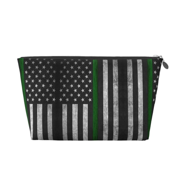 Thin Green Line Flag Small Purse Organizer Zipper Cosmetic Handbag Tote Pouch For Women