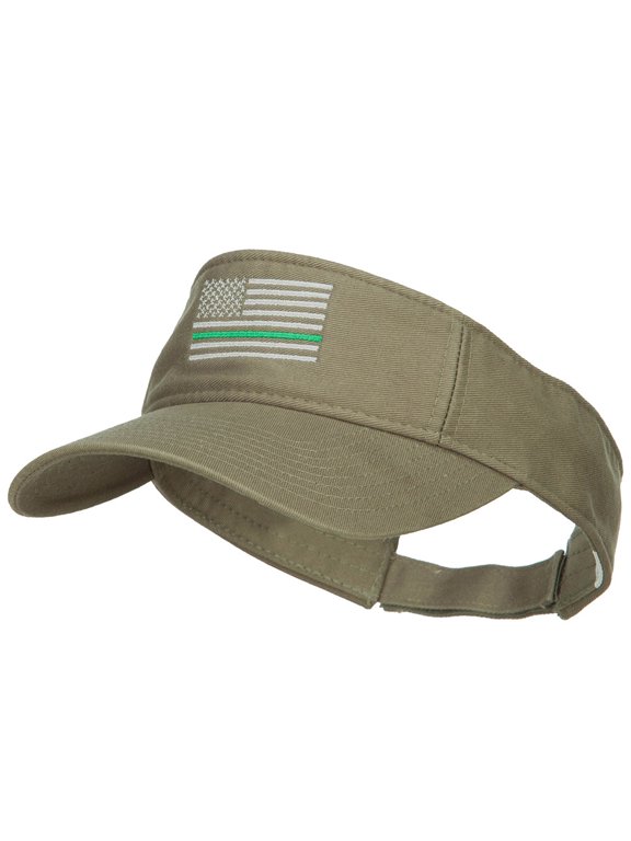 Thin Green Line USA Flag Embroidered Washed Visor - Olive OSFM