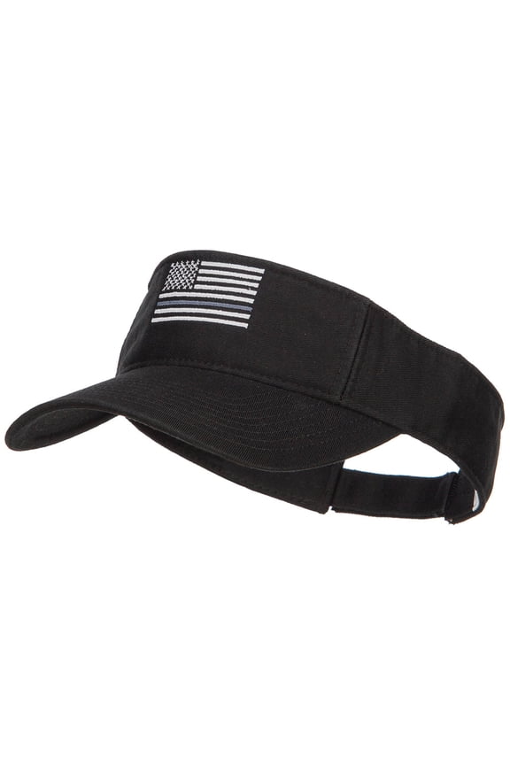 Thin Grey Line American Flag Embroidered Visor - Black OSFM