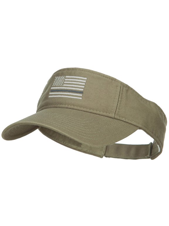 Thin Grey Line American Flag Embroidered Visor - Olive OSFM