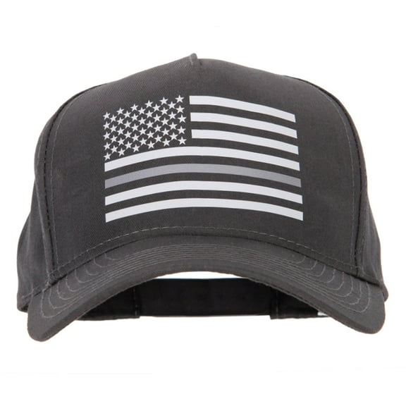Thin Grey Line USA Silver Flag Heat Transfer 5 Panel Pro Style Twill Brushed Cap - Charcoal OSFM
