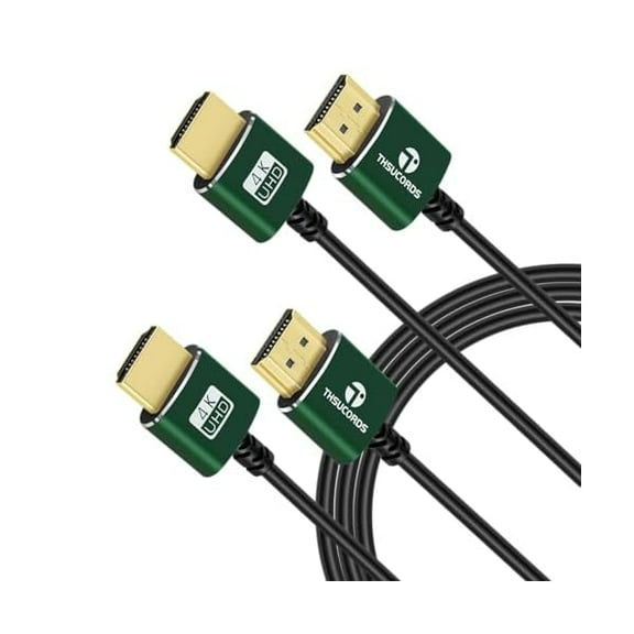 Thin HDMI to HDMI Cable 6.6FT 2 Pack, Ultra Slim & Flexible HDMI Cord Supports High Speed 4K@60Hz 18gbps 2160p 1080p