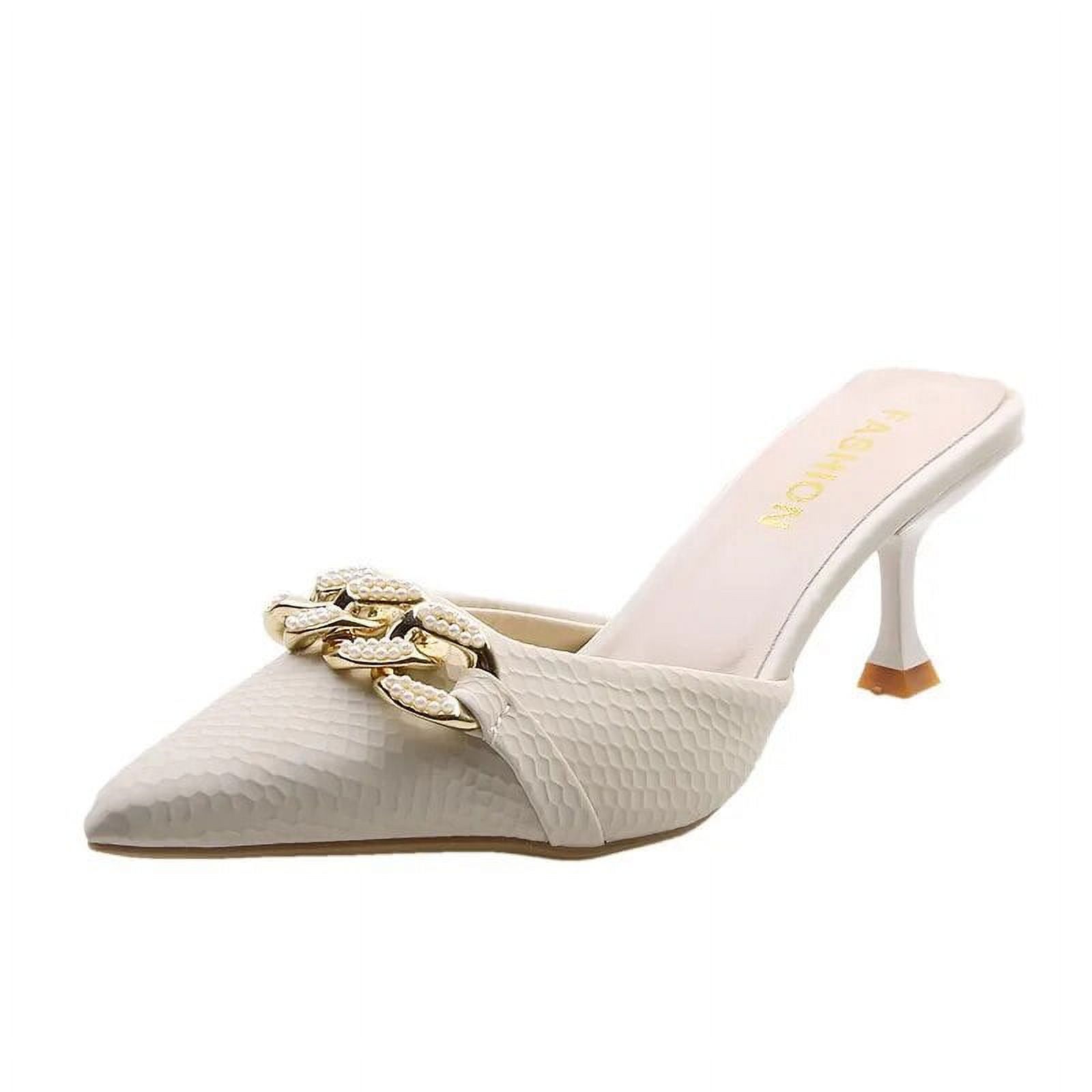 TAVIMART  -  Ladies Butterfly-Knot Female Medium Heels Shoes New Fashion Shallow Footwear Pumps Slides Mules Elegant Women Heeled Shoes 35-40
