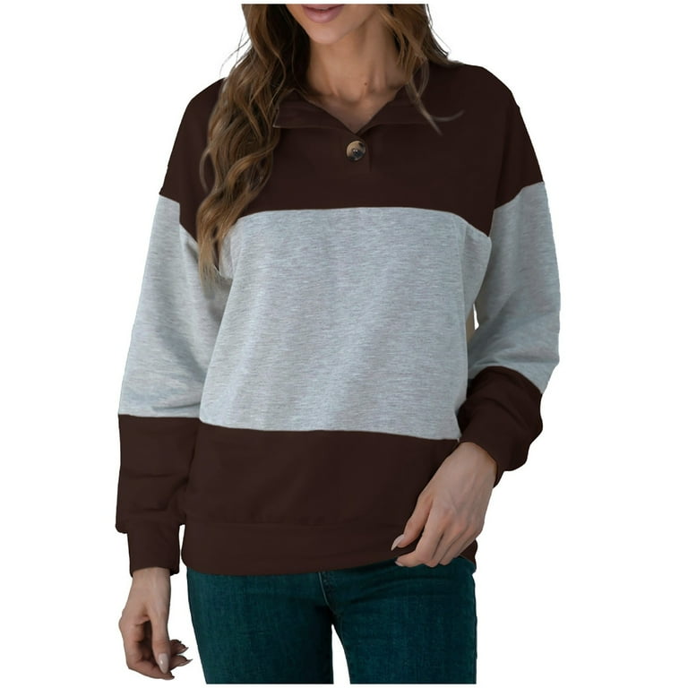 Thin Hoodie Zip Sleeve Pullover Sweatshirts Patchwork Long Casual Color Button Block Tops Women Women s Hoodies Sweatshirts Long Hoodie Dress plus