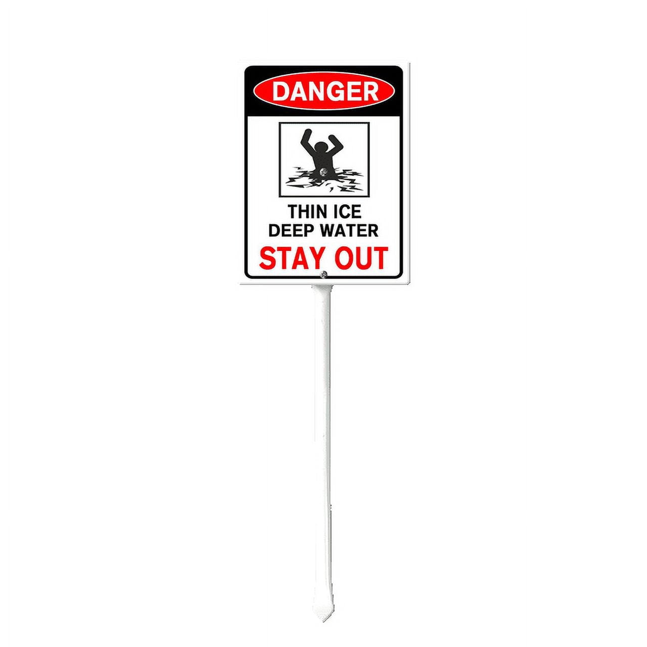 Thin Ice Deep Water Yard Sign With Stakes 7 X 8.8 Inch Aluminum Sign ...