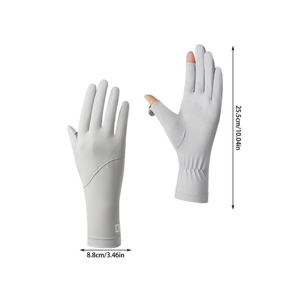 Thin Ice Silk Sun Gloves - UV Protection Driving Cycling Gloves, UPF 50+ Touchscreen, Breathable, Anti-Slip, Lightweight for Women - Dark Gray