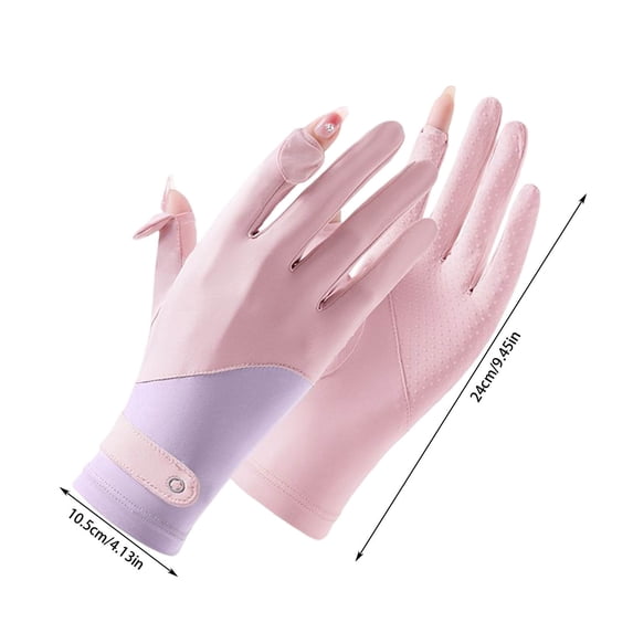 Thin Ice Silk Sun Gloves - UV Protection Driving Cycling Gloves, UPF 50+ Touchscreen, Breathable, Anti-Slip, Lightweight for Women - Pink