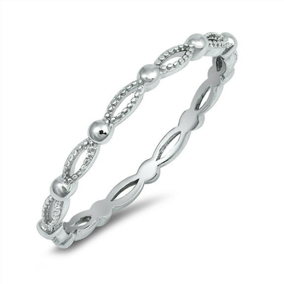 Thin Infinity Marquise Eternity Stacking Wedding Sterling Silver Ring 925 Jewelry Female Size 10