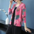thumbnail image 1 of Thin Knitwear Slim O-Neck Print Open Stitch Pullovers Vintage Button Single Breasted Spring Summer Wool Blended Women's Clothing, 1 of 3