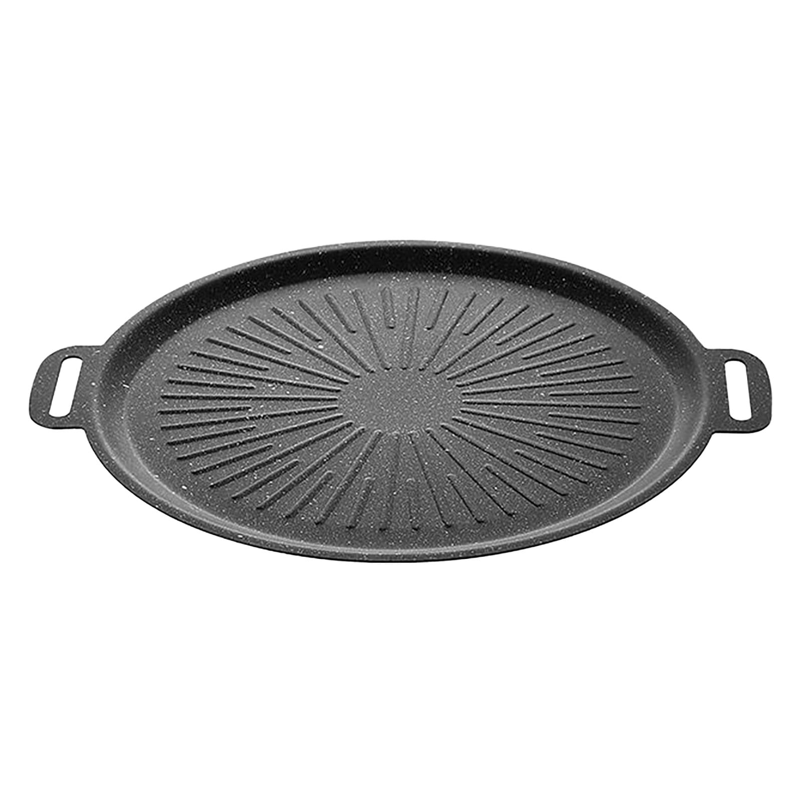 Thin Korean Grill Pan, Korean Style BBQ Grill Pan for Stove Top, 14 Inch Iron with Non-stick Coating Baking Tray on Heating Stove for Home, Party Travel and Outdoor, 1 Pcs