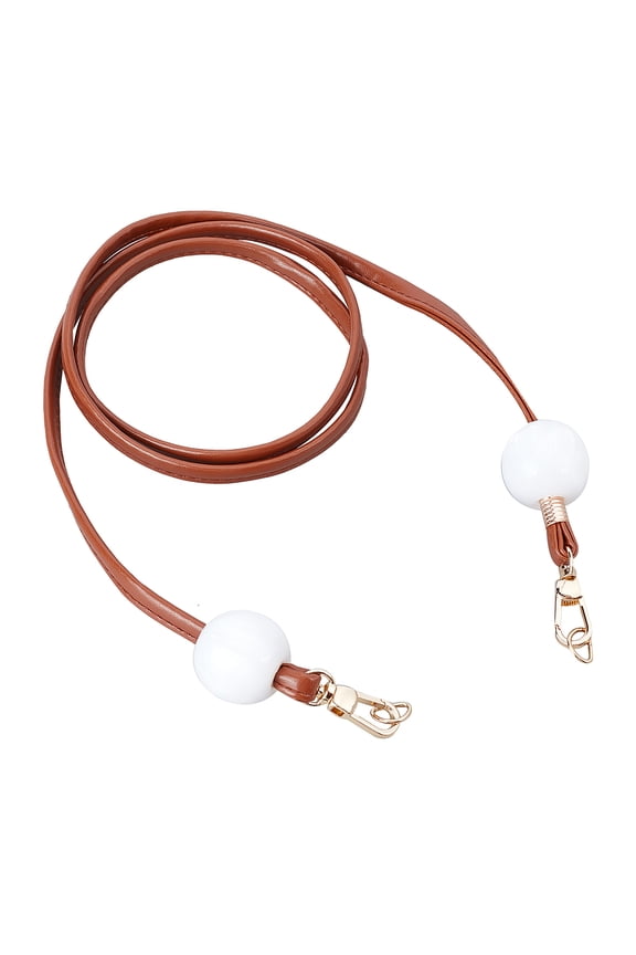 Thin Leather Bag Strap 48 Inch Leather Purse Strap Replacement Leather Crossbody Strap with Beads Handbag Strap DIY Handicraft Bag Making Brown