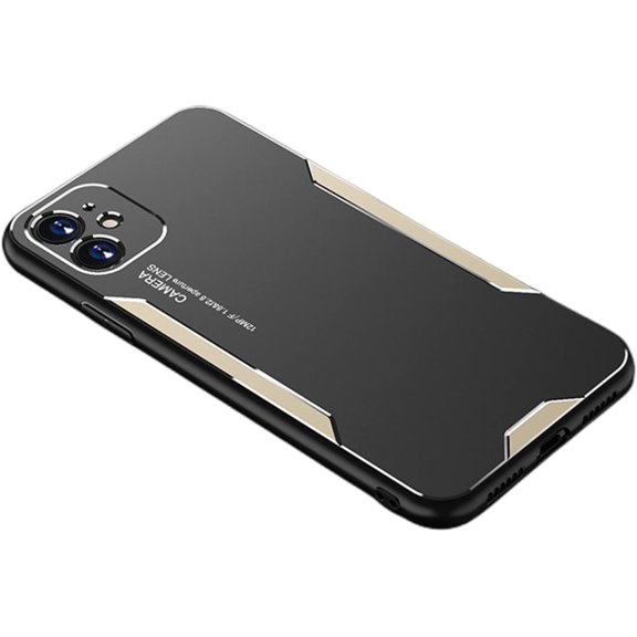 Thin and Light Aluminum Alloy Phone Case for iPhone 14 13 12 11 Plus Pro Max Mini, Shockproof Metal Matte Back Cover, Durable Protective Hot Shell with Soft Borders(Gold,11)