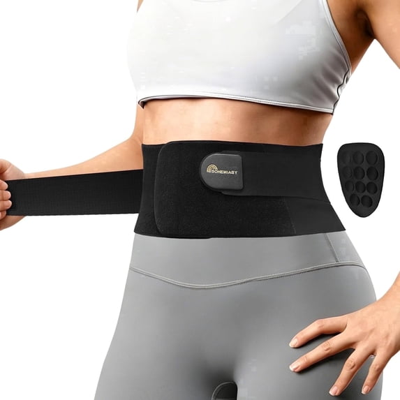 Thin & Lightweight Back Brace for Lower Back Pain, Adjustable Lumbar Brace for Men Women, Black