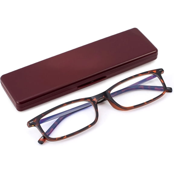 Thin Lightweight Blue Light Reading Glasses with Portable Case Slim Mini Pocket Compact Small Readers for Women Men