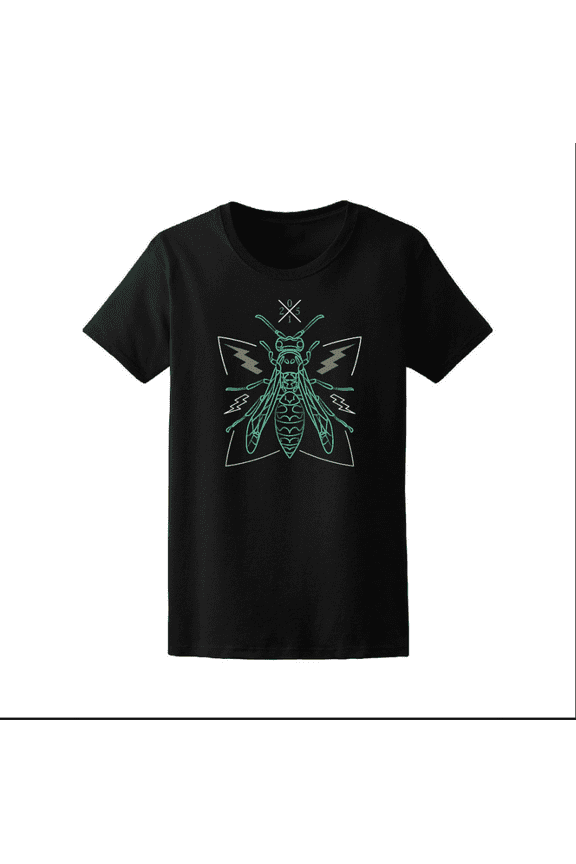 Thin Line Green Bee Black, Large Women's Tee -Image by Shutterstock