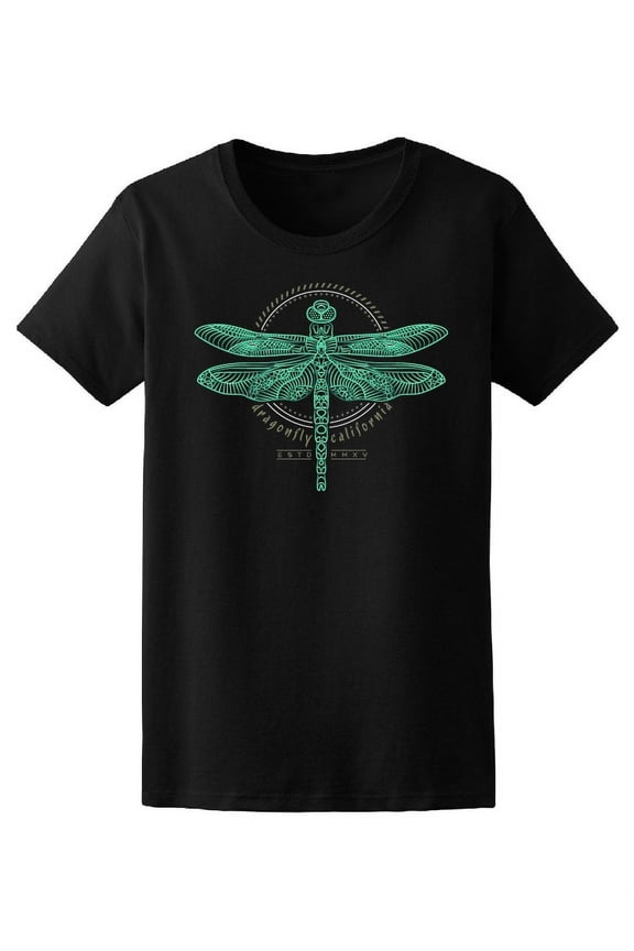 Thin Line Green Dragonfly T-Shirt Women -Image by Shutterstock, Female Large