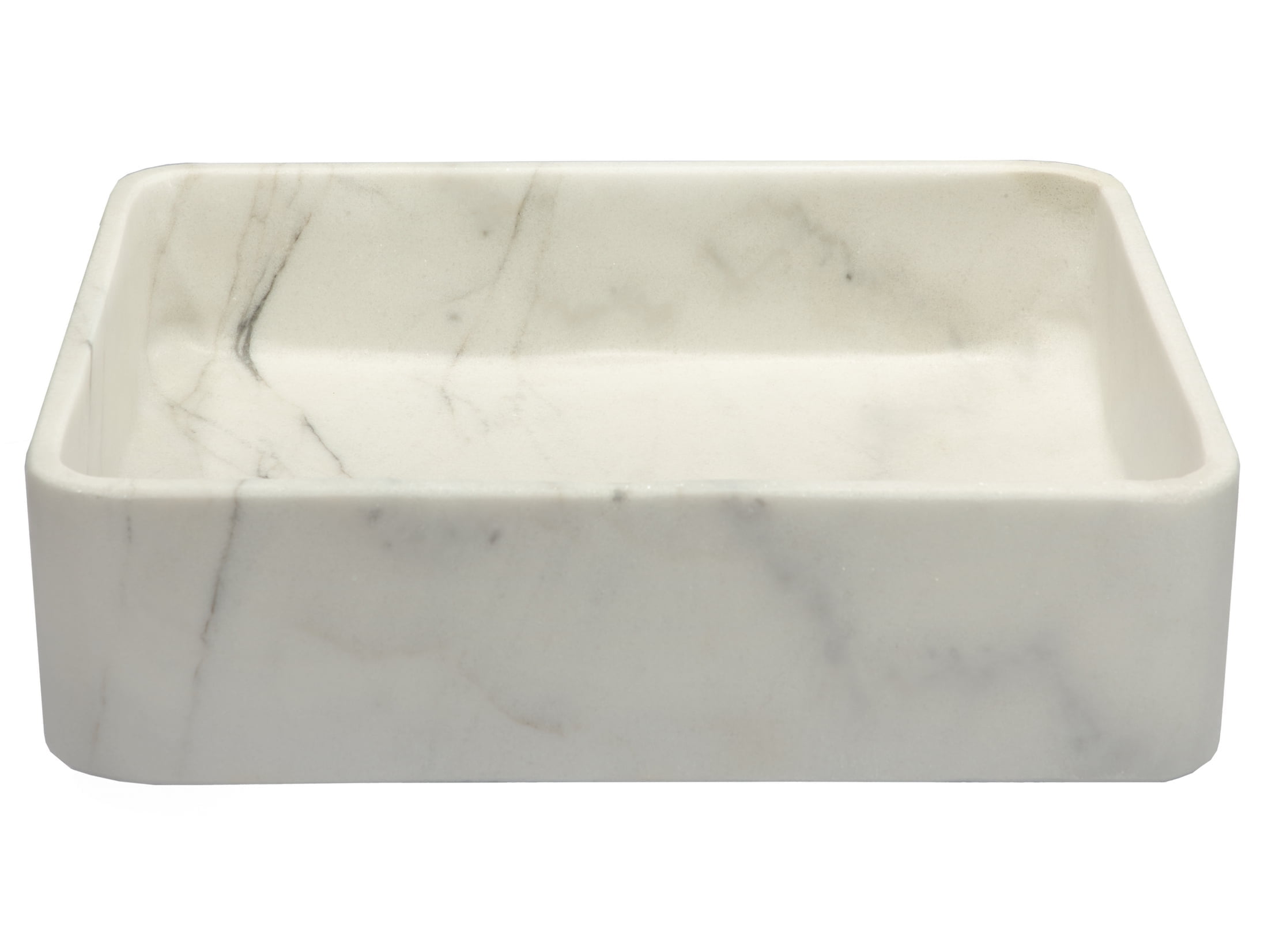 Guanxi White Marble Rectangular Vessel Bathroom Sink