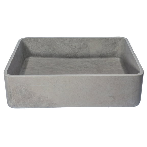 Thin Lip Rectangular Vessel Sink in Molly Grey Marble
