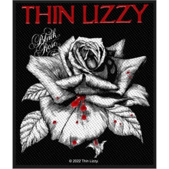 Men's Thin Lizzy Black Rose Woven Patch
