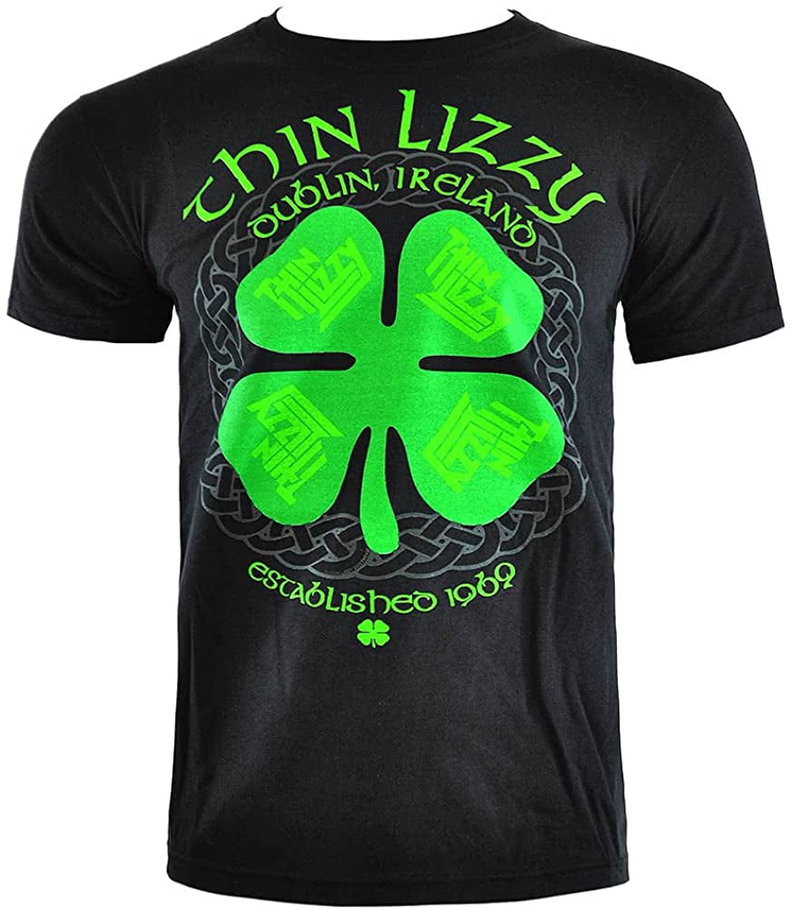 T-shirt Officiel Thin Lizzy 'Four Leaf Clover' - Noir - Neuf Avec étiquettes